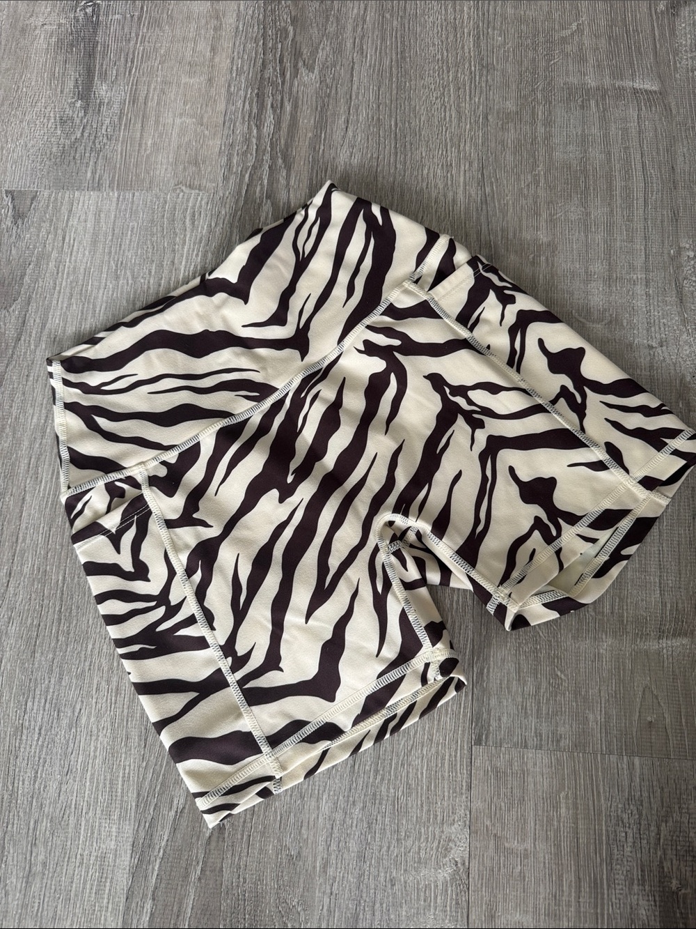 Active by Teal Women’s Zebra-Print Bike Shorts - Dark brown  & Cream
